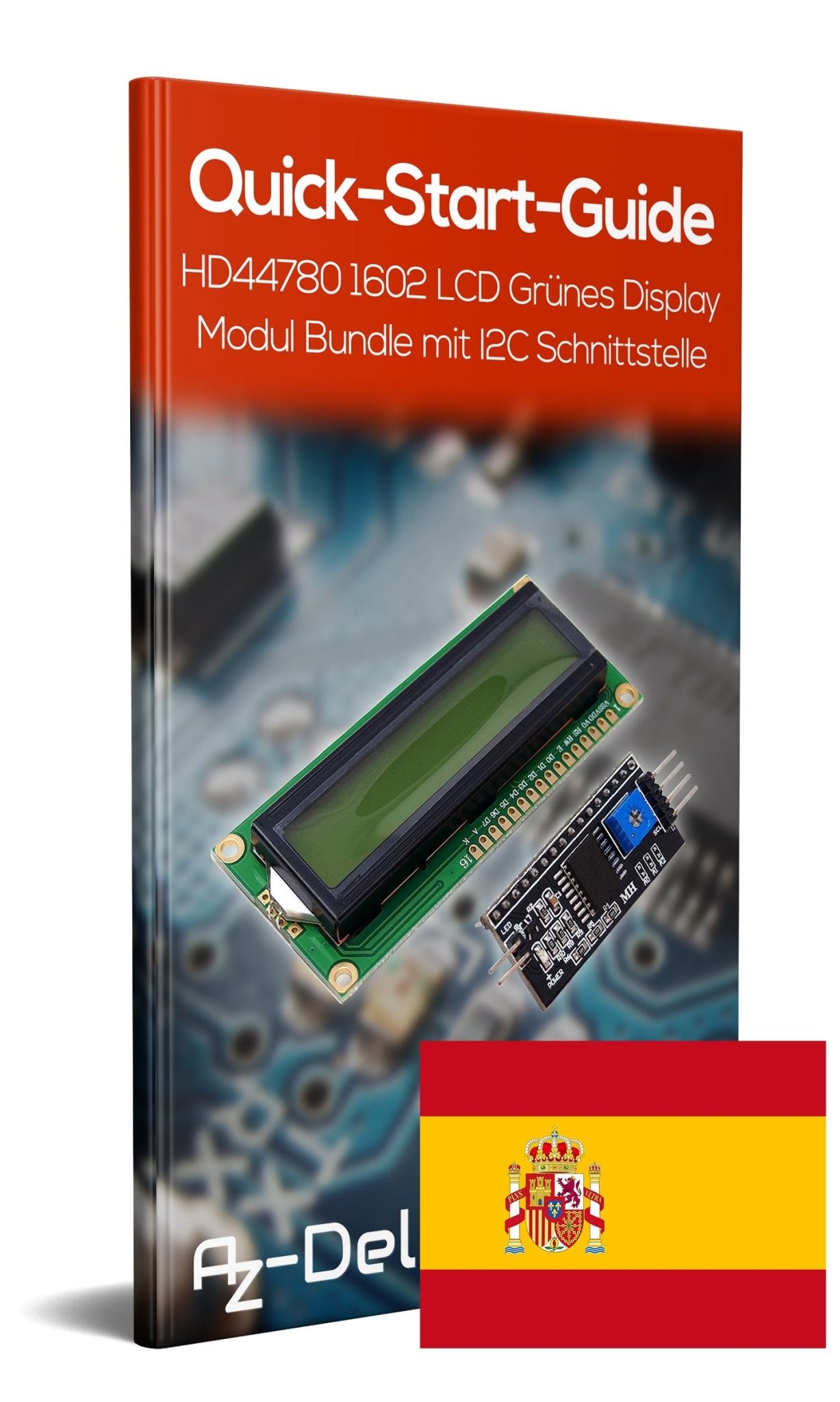 HD44780 1602 LCD Modul Display Bundle mit I2C Schnittstelle 2x16 Zeichen (mit grünem Hintergrund) - AZ-Delivery