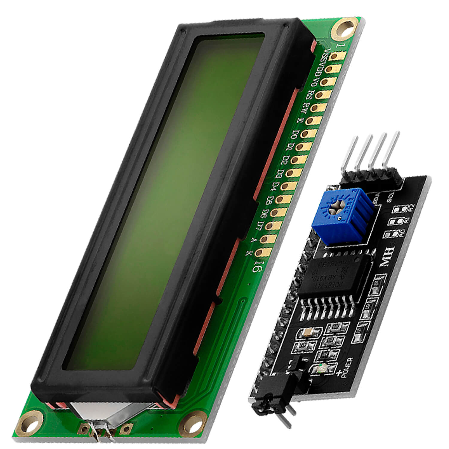 HD44780 1602 LCD Modul Display Bundle mit I2C Schnittstelle 2x16 Zeichen (mit grünem Hintergrund) kompatibel mit Arduino und Raspberry Pi - AZ-Delivery