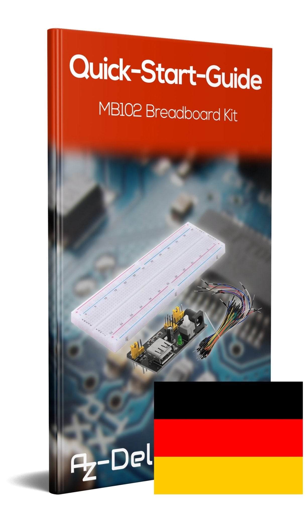 MB 102 Breadboard Kit - 830 Breadboard, Netzteil Adapter 3,3V 5V, 65Stk Steckbrücken - AZ-Delivery