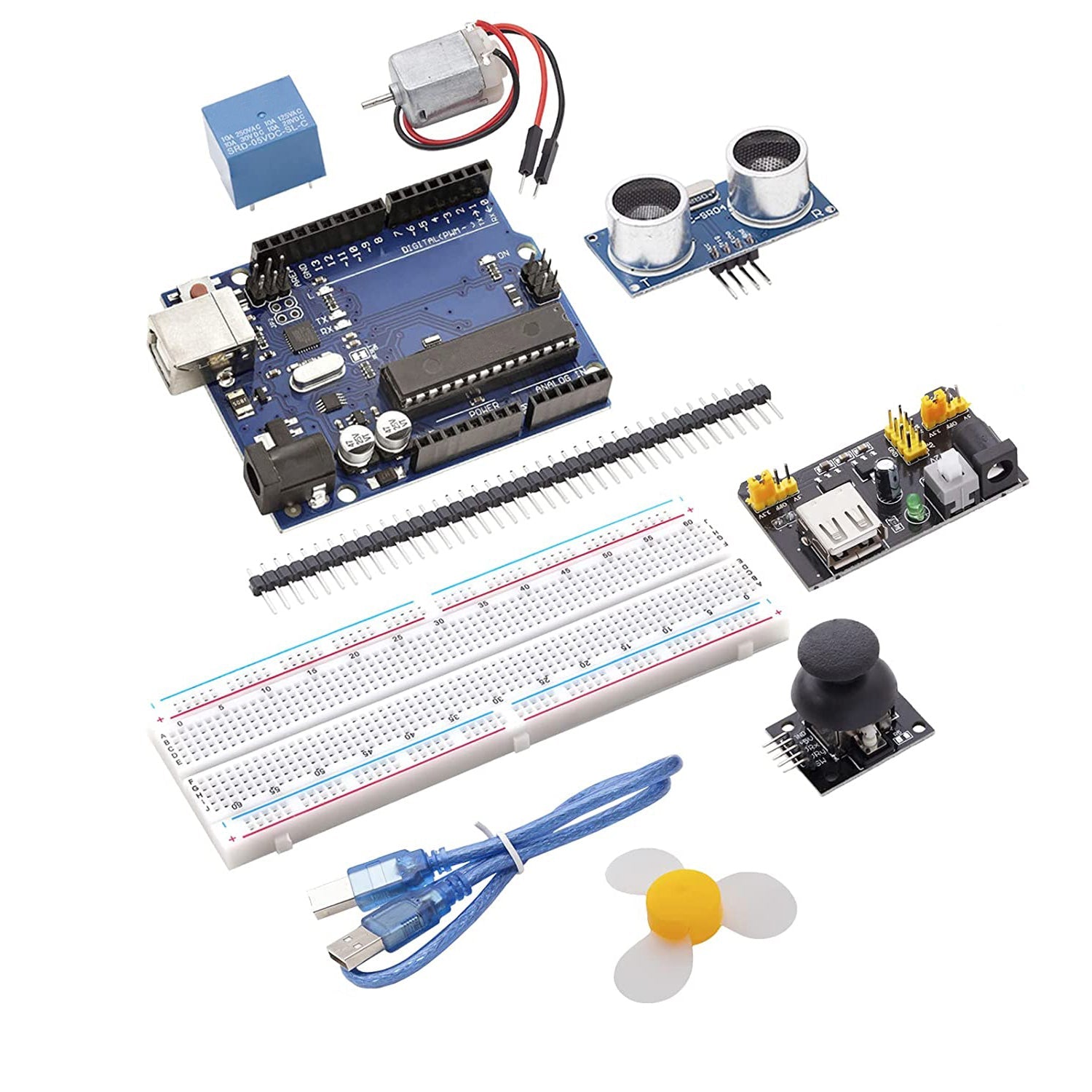Starter Kit mit Widerständen, Stromversorgungsmodul und Gleichstrommotor, Sensoren uvm. kompatibel mit Arduino - AZ-Delivery